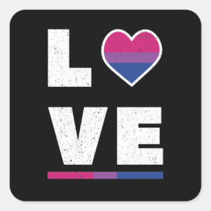 LGBTQ Biseksuele Pride Vlag Vervuild Grunge Liefde Vierkante Sticker