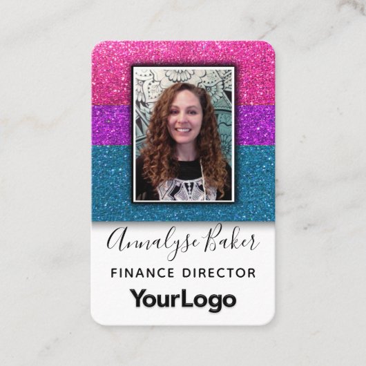 LGBTQ Bisexual Glitter Professional Logo Foto Visitekaartje (Voorkant)