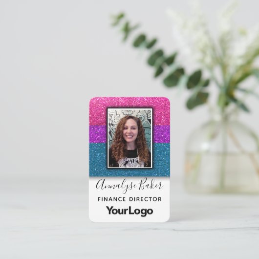 LGBTQ Bisexual Glitter Professional Logo Foto Visitekaartje (Staand voorkant)