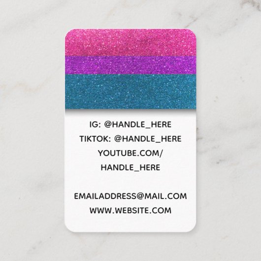 LGBTQ Bisexual Glitter Professional Logo Foto Visitekaartje (Achterkant)