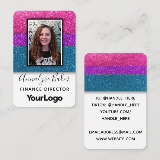 LGBTQ Bisexual Glitter Professional Logo Foto Visitekaartje (Voorkant / Achterkant)