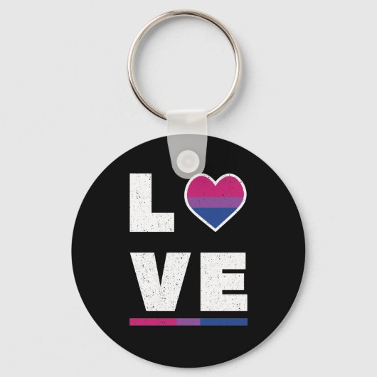 LGBTQ Bisexual Pride Flag Distress Grunge Love Sleutelhanger (Voorkant)
