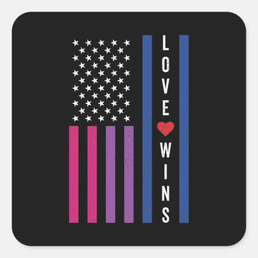 LGBTQ Bisexual Pride Love Wint Amerikaanse vlag Vierkante Sticker (Voorkant)