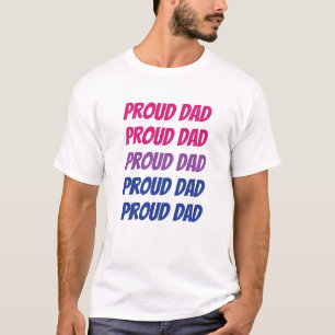 LGBTQ Bisexual Pride Proud Dad Herhalende tekst T-shirt