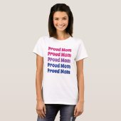 LGBTQ Bisexual Pride Proud Mam Herhalende Tekst T-shirt (Voorkant volledig)