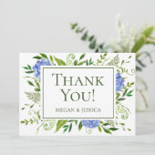 LGBTQ Blauwe Hortensia Bloemen Bedankkaart (Staand voorkant)