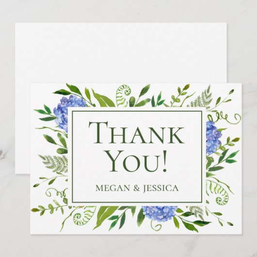 LGBTQ Blauwe Hortensia Bloemen Bedankkaart (Voorkant / Achterkant)