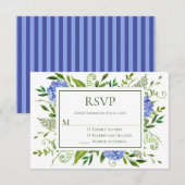LGBTQ Blauwe Hortensia's Bloemenbruiloft RSVP Kaartje (Voorkant / Achterkant)