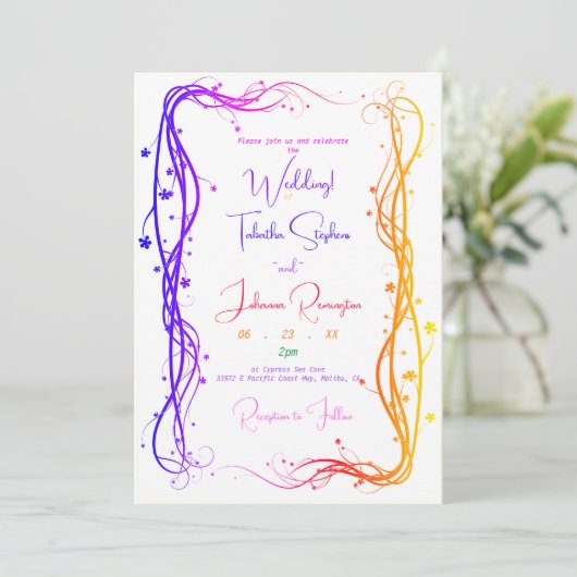 LGBTQ Bloemenbruiloft Kaart (Staand voorkant)