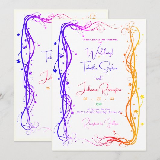 LGBTQ Bloemenbruiloft Kaart (Voorkant / Achterkant)