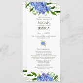 LGBTQ Blue Hydrangeas Bloemen Huwelijksprogramma Programmakaart (Voorkant / Achterkant)