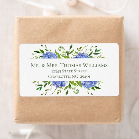 LGBTQ Blue Hydrangeas Floral Wedding Address Etiket (Insitu)