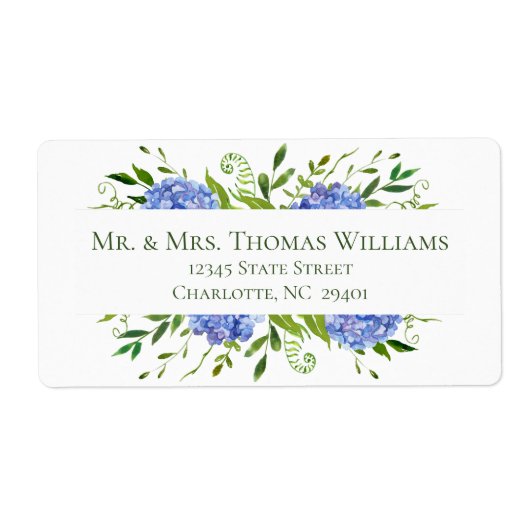 LGBTQ Blue Hydrangeas Floral Wedding Address Etiket (Voorkant)