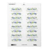 LGBTQ Blue Hydrangeas Floral Wedding Address Etiket (Full Sheet)