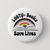 LGBTQ+ boeken redden levens Ronde Button 5,7 Cm (Voorkant)