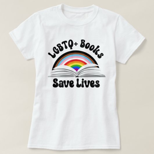 LGBTQ+ boeken redden levens T-shirt (Design voorkant)
