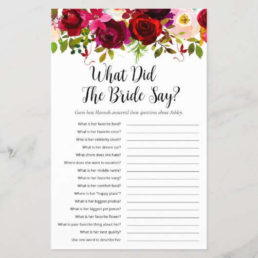 LGBTQ Bourgondië Bloemen Vrijgezellenfeest Spellet Flyer (Achterkant)