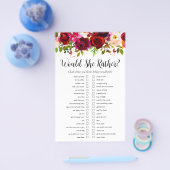 LGBTQ Bourgondië Bloemen Vrijgezellenfeest Spellet Flyer (Enkel)