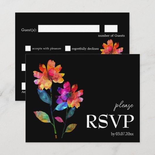 🌈 LGBTQ Budget Dietary choice  Petals & Pride  RSVP Kaartje (Voorkant / Achterkant)