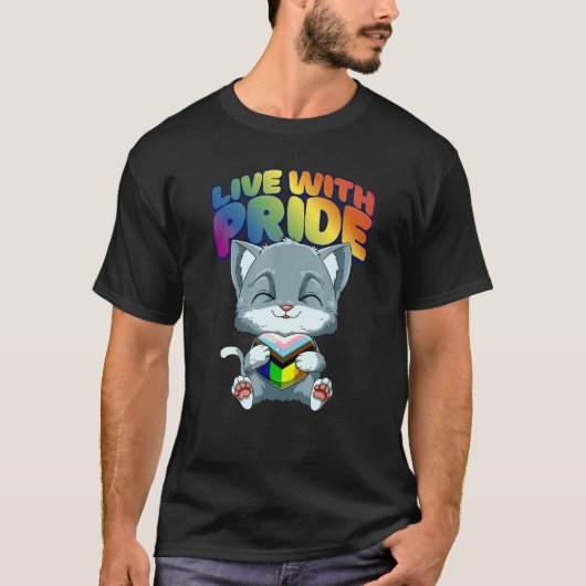 LGBTQ Cat Progressiv Pride Transgender Genderquee T-shirt (Voorkant)