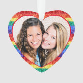 LGBTQ Custom Foto Gay Pride Rainbow Flag Hart Ornament (voorkant)