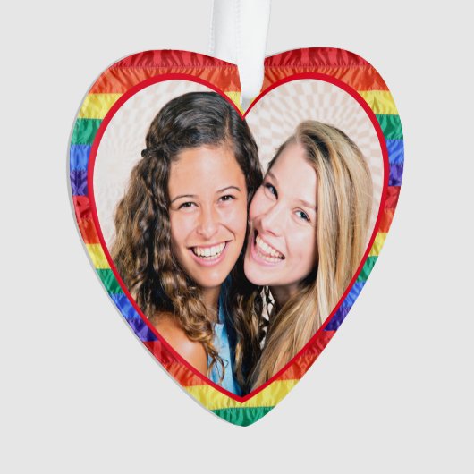 LGBTQ Custom Foto Gay Pride Rainbow Flag Hart Ornament (voorkant)