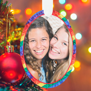 LGBTQ Custom Foto Gay Pride Rainbow Lijst Ovaal Ornament