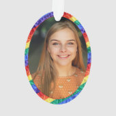 LGBTQ Custom Foto Gay Pride Rainbow Lijst Ovaal Ornament (achterkant)