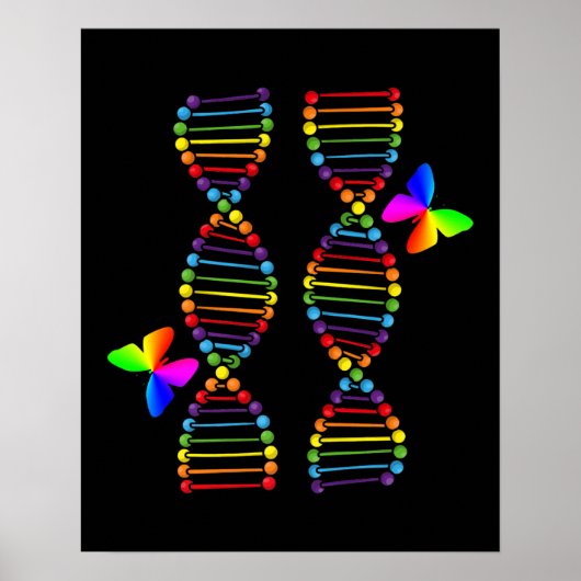 LGBTQ DNA Rainbow Flag Butterfly Gay Pride Month L Poster (Voorkant)
