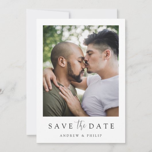 LGBTQ eenvoudige elegante moderne foto Save The Date (Voorkant)