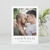 LGBTQ eenvoudige elegante moderne foto Save The Date (Staand voorkant)