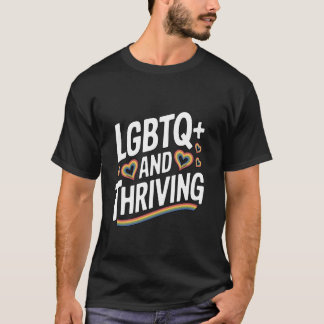 LGBTQ+ en bloeiend hart regenboogontwerp T-shirt
