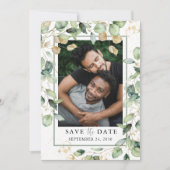 LGBTQ Eucalyptus Gold Foto Bewaar de datum Save The Date (Voorkant)