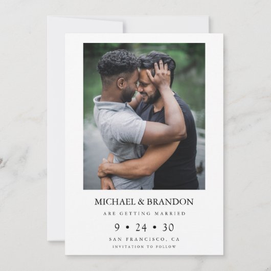 LGBTQ Eucalyptus Gold Foto Bewaar de datum Save The Date (Achterkant)