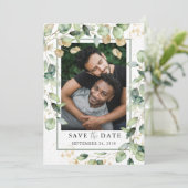 LGBTQ Eucalyptus Goud Foto Save The Date (Staand voorkant)