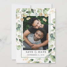 LGBTQ Eucalyptus Goud Foto Save The Date