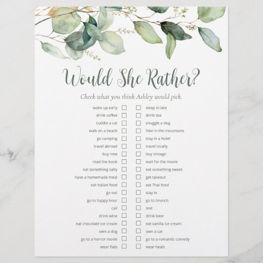 LGBTQ Eucalyptus Vrijgezellenfeest Games Flyer (Voorkant)