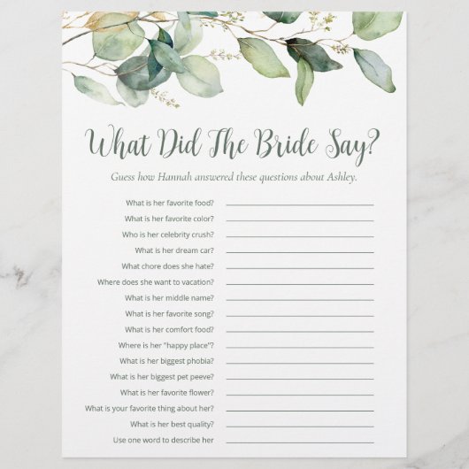 LGBTQ Eucalyptus Vrijgezellenfeest Games Flyer (Achterkant)