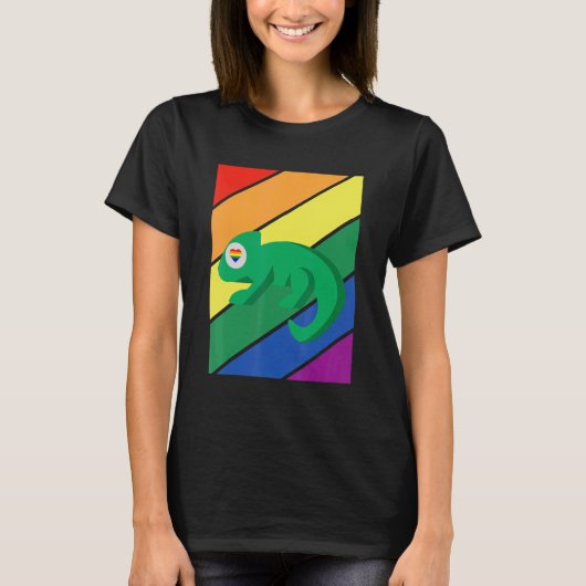 LGBTQ Flag Gay Pride Month Rainbow Chameleon LGBT T-shirt (Voorkant)