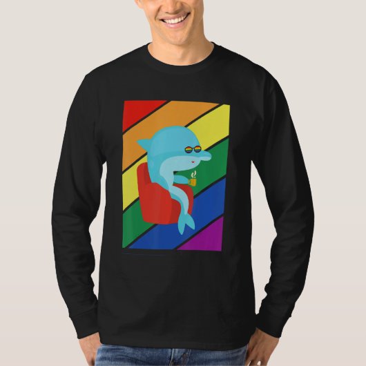 Lgbtq Flag Gay Pride Month Rainbow Dolphin Lgbt Gl T-shirt (Voorkant)