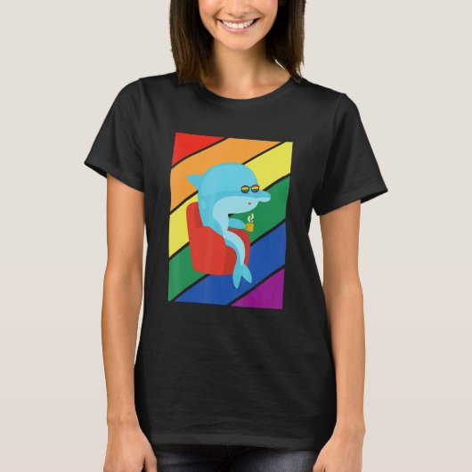 LGBTQ Flag Gay Pride Month Rainbow Dolphin LGBT Gl T-shirt (Voorkant)