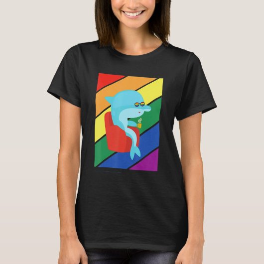 Lgbtq Flag Gay Pride Month Rainbow Dolphin Lgbt Gl T-shirt (Voorkant)