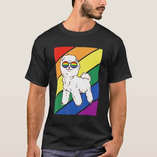 LGBTQ Flag Gay Pride Month Rainbow Poodle Dog LGBT T-shirt (Voorkant)