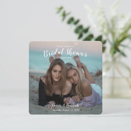 LGBTQ Foto Bruiloft Koppels Vrijgezellenfeest Kaart (Staand voorkant)