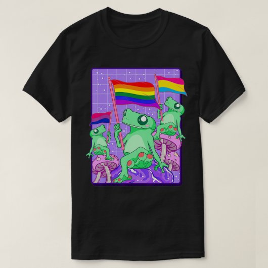 LGBTQ Frog Ally Frog LGBT Pride Panseual Biseual F T-shirt (Design voorkant)