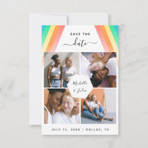 LGBTQ Gay Couple 4 Foto Collage Rainbow Weddenscha Save The Date