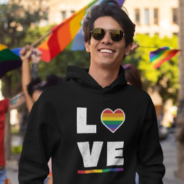 LGBTQ Gay Pride Flag Distress Grunge Love Hoodie