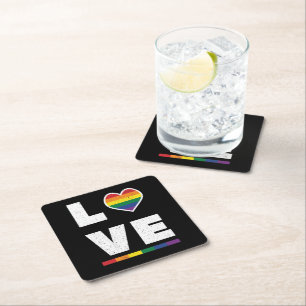 LGBTQ Gay Pride Flag Distress Grunge Love Kartonnen Onderzetters