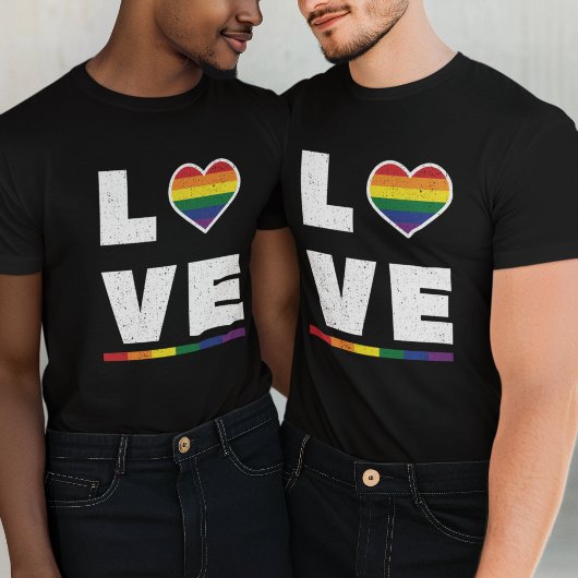 LGBTQ Gay Pride Flag Distress Grunge Love T-shirt