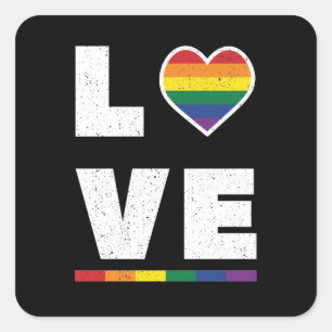 LGBTQ Gay Pride Flag Distress Grunge Love Vierkante Sticker